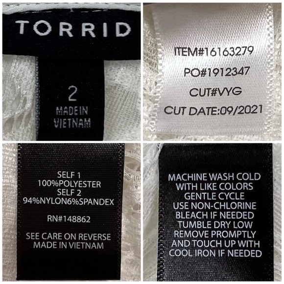 Torrid New Lace With Chiffon Overlay Blouse Cloud Dancer White Plus 2 18 20 2X - Picture 6 of 15